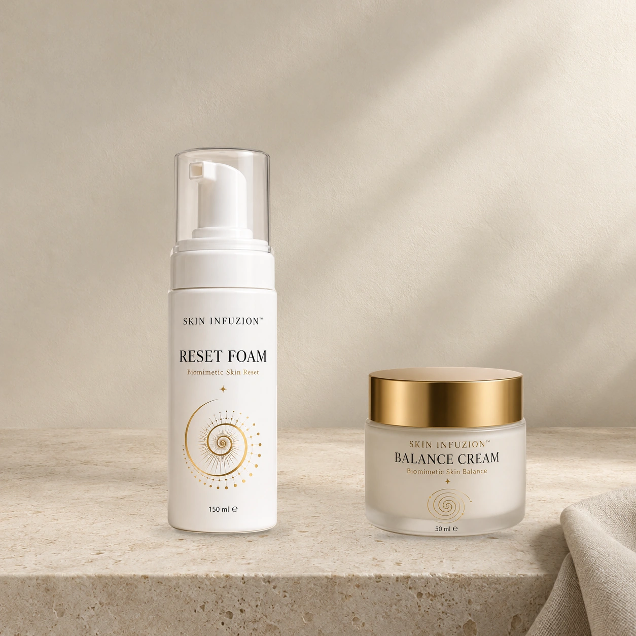 RESET FOAM i BALANCE CREAM — dwa etapy rytuału.