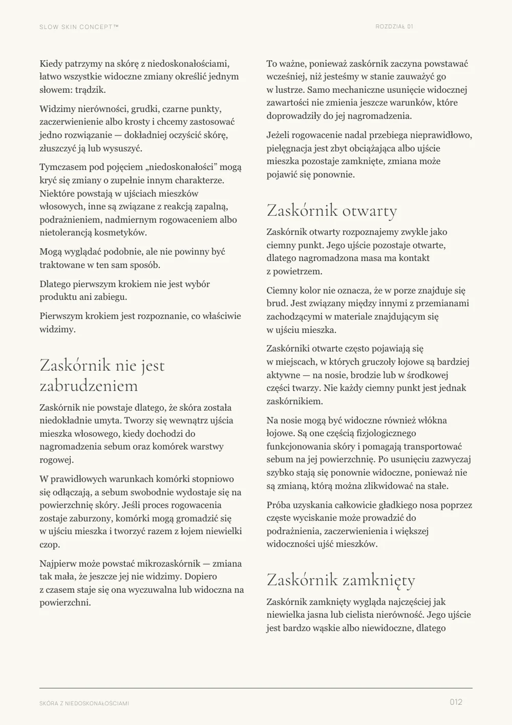 Fragment rozdziaĹ‚u o niedoskonaĹ‚oĹ›ciach â€” strona 12 ebooka â€žSkĂłra z niedoskonaĹ‚oĹ›ciamiâ€ť.