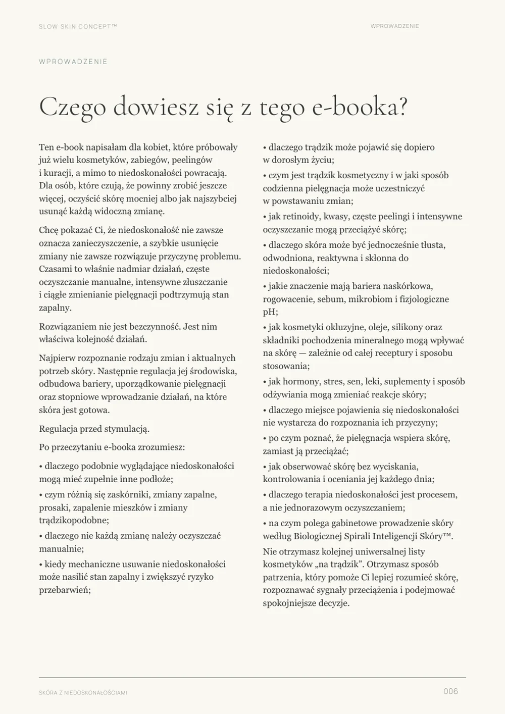 Czego dowiesz siÄ™ z ebooka â€” strona 6 ebooka â€žSkĂłra z niedoskonaĹ‚oĹ›ciamiâ€ť.