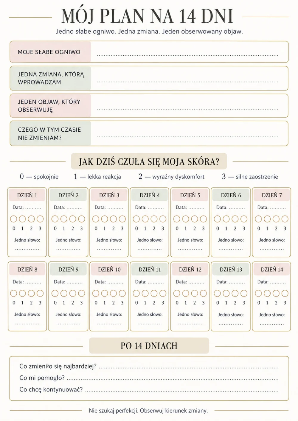 Mój plan na 14 dni — strona 123 ebooka „Cera naczyniowa i trądzik różowaty”.