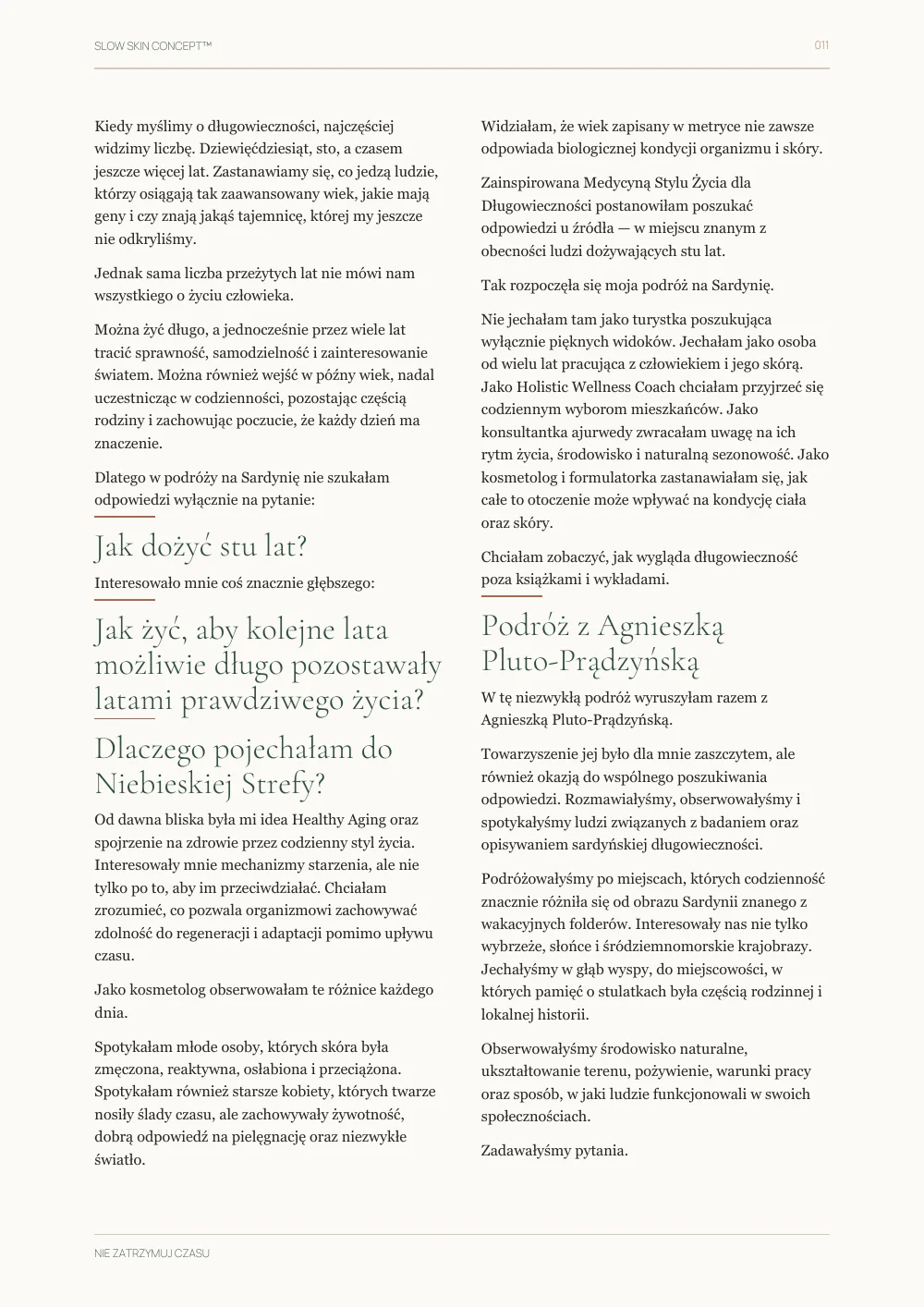 Skład dwukolumnowy — publikacja „Nie zatrzymuj czasu. Naucz się dobrze w nim żyć”.