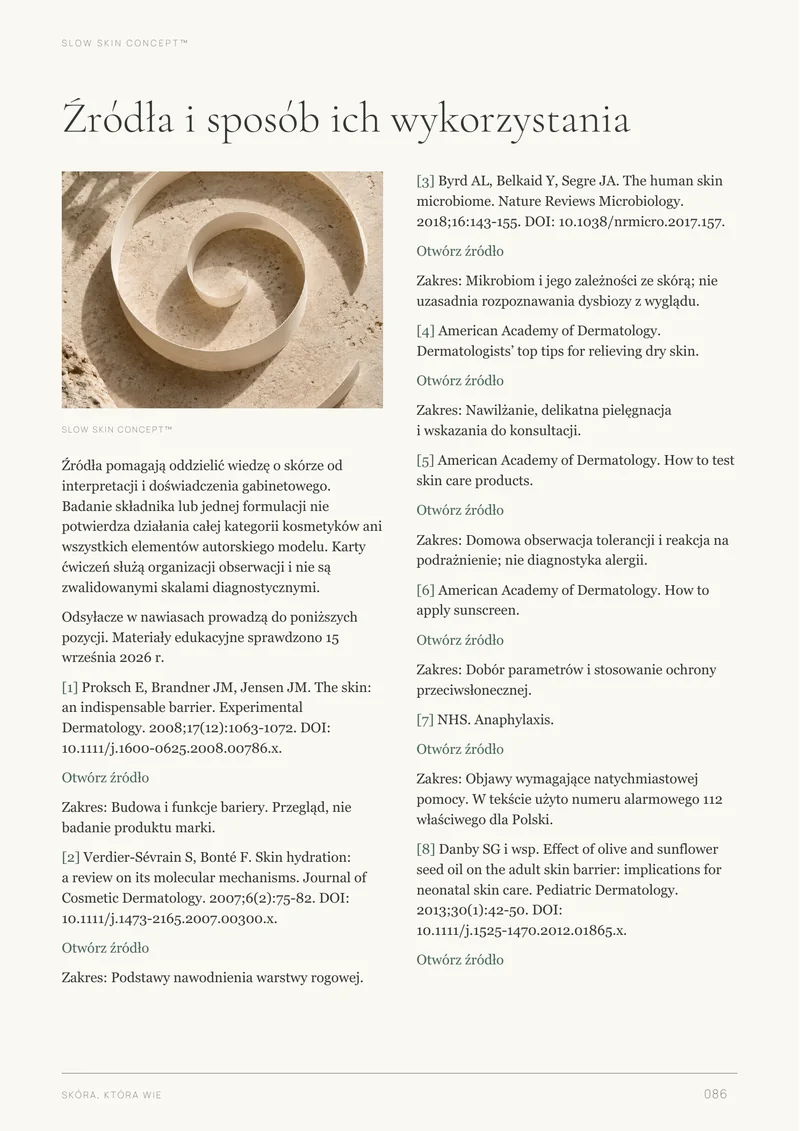 Strona źródeł i bibliografii ebooka „Skóra, która wie”.